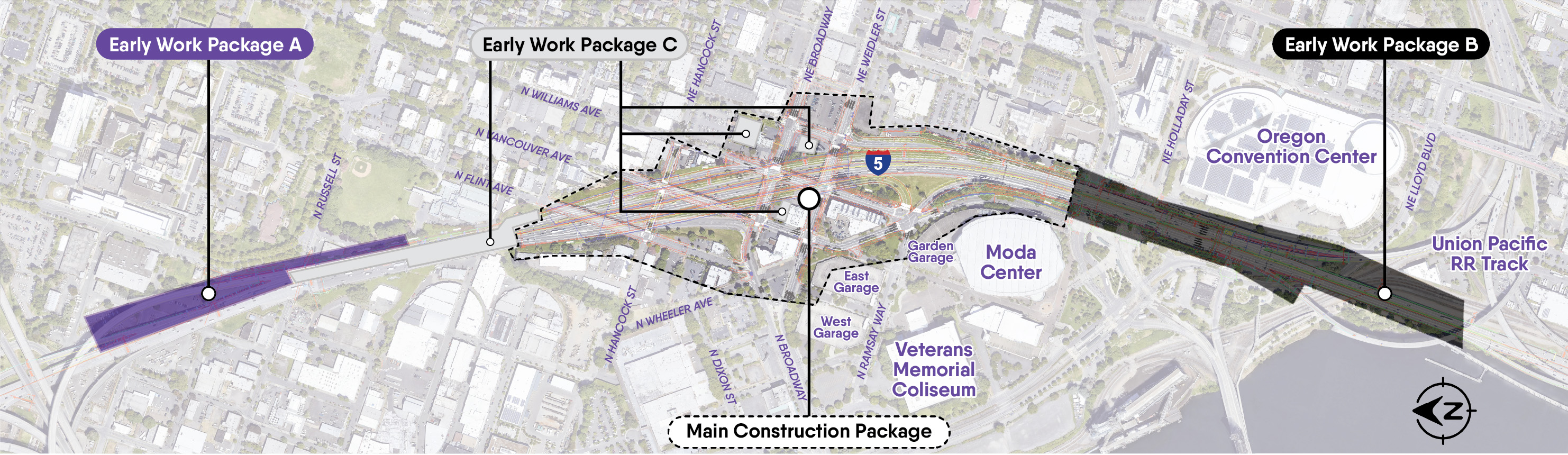 Map rendering showing Work Package A location