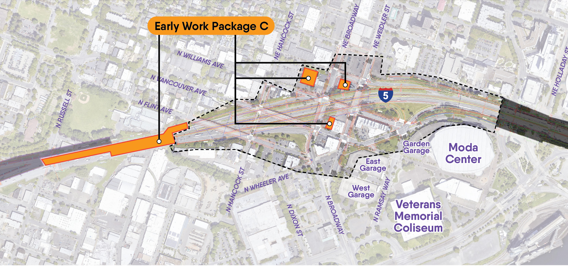 Map rendering showing Work Package C location