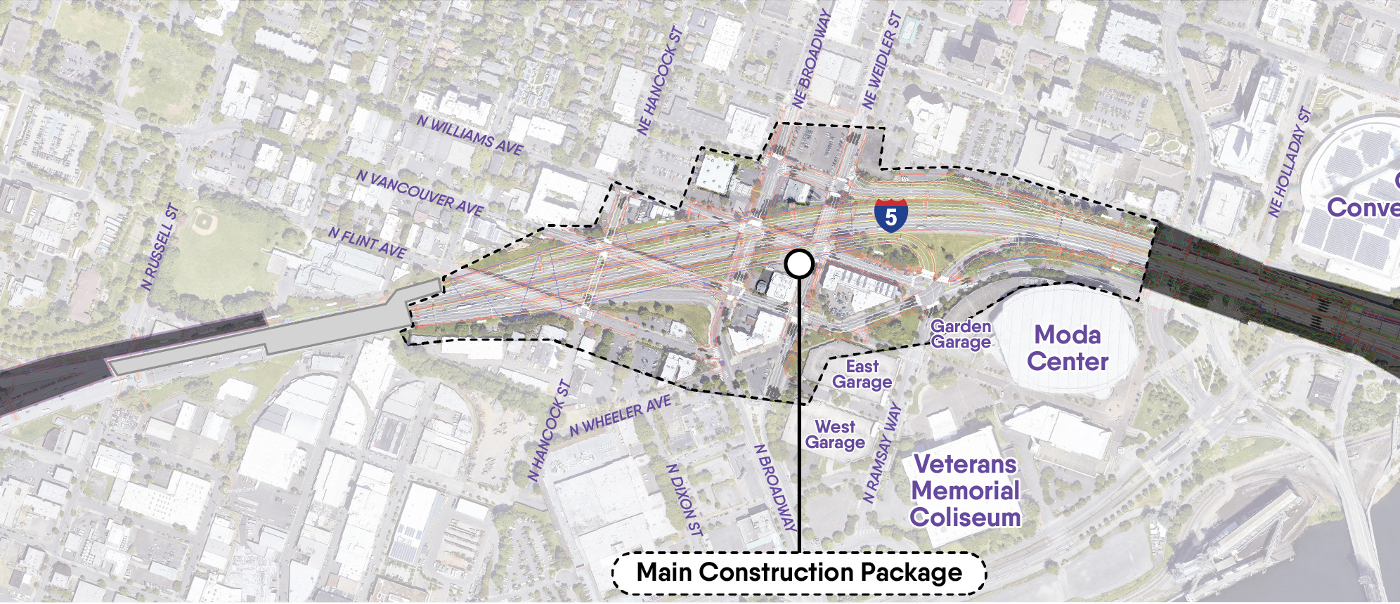 Map rendering showing Main Work Package location