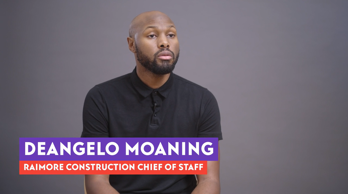 DeAngelo Moaning explaining a thought during his interview.