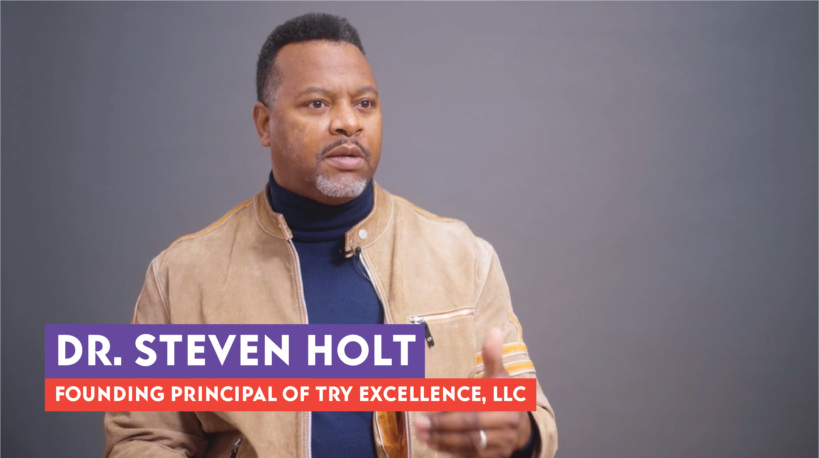Dr. Holt explaining a thought during his interview.