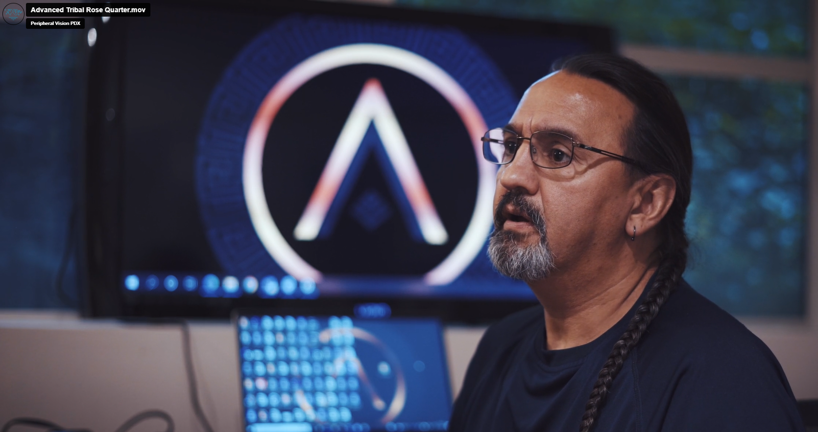 President and owner of Advanced Tribal, Leon Araiza, sits at his office desk for an interview.