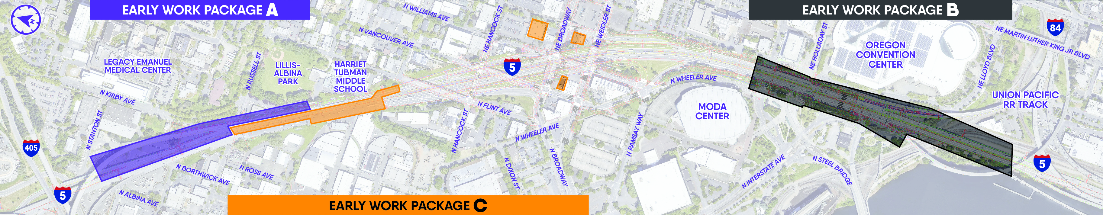 Map of the locations of the Early Work Packages.